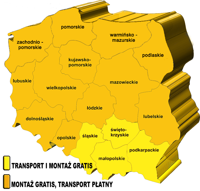 Obszar darmowego montażu i transportu na terenie Polski
