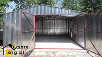 Blaszaki 6m x 5m w ocynku z dwuspadowym dachem i dwuskrzydłową bramą